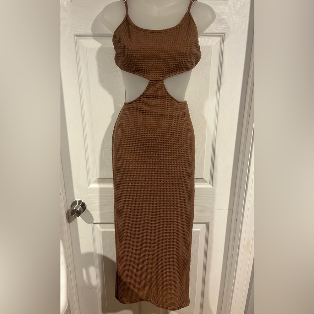 SHEIN Brown Backless Cut-Out Dress